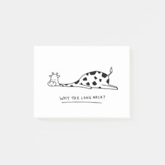 Moody giraffe illustration with pun post-it notes
