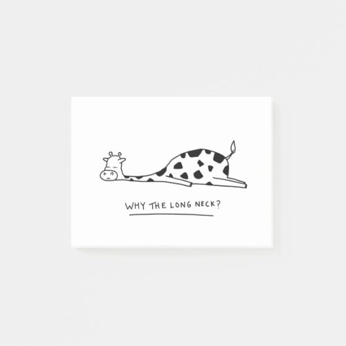 Moody giraffe illustration with pun post_it notes