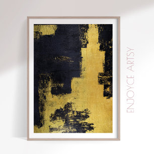 Moody gold & black abstract painting wall art 
