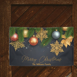Moody Gold Snowflake Elegant Christmas Party Banner