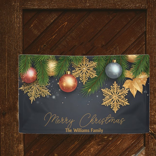 Moody Gold Snowflake Elegant Christmas Party Banner (Creator Uploaded)