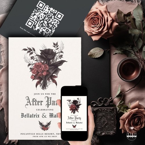 Moody Goth Rosewood After Party QR Code  Save The Date