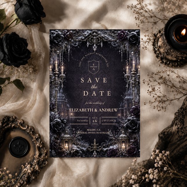 Moody Goth Winter Wedding Save The Date (Creator Uploaded)