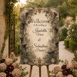 Moody Gothic Botanical Wedding Foam Board