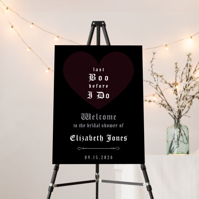 Moody Gothic Bridal Shower Welcome Sign (In Situ (Stand))