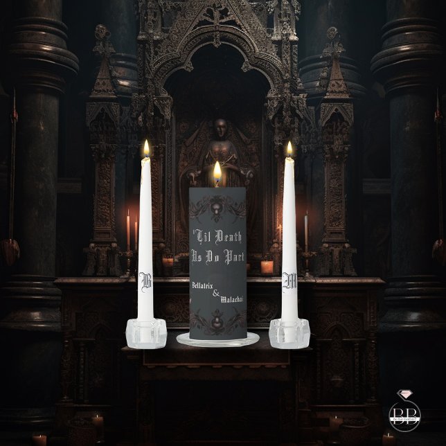 Moody Gothic Calligraphy Wedding  Unity Candle Set (Creator Uploaded)
