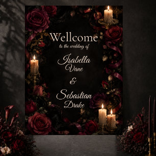 Moody Gothic Candlelit Rose Wedding Foam Board
