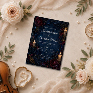 Moody Gothic Candlelit Wedding Invitation