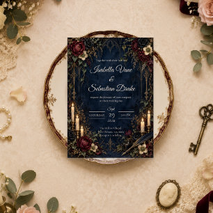 Moody Gothic Candlelit Wedding Invitation