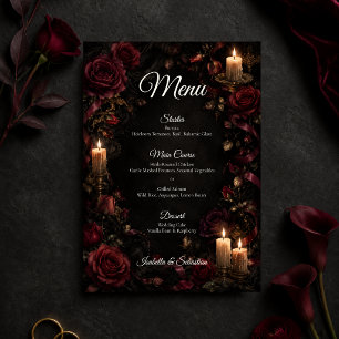 Moody Gothic Candlelit Wedding Menu