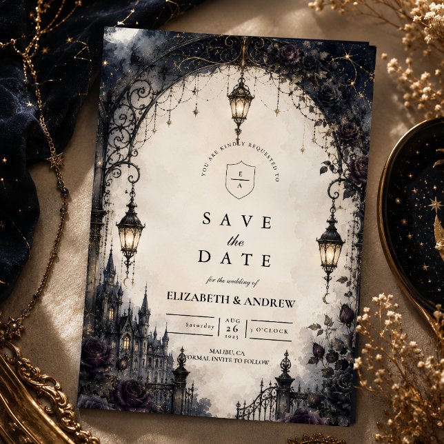 Moody Gothic Celestial Wedding Save The Date (Creator Uploaded)