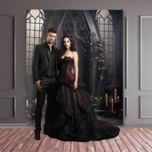 Moody Gothic Dark Alter Burgundy Flowers XLarge Tapestry