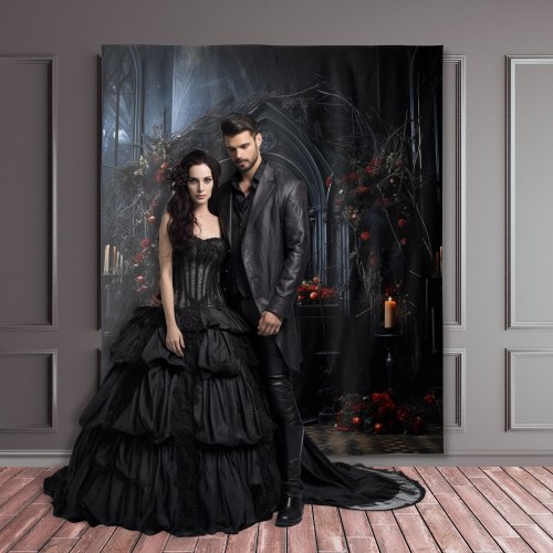 Moody Gothic Dark Alter with Red Roses XLarge Tapestry