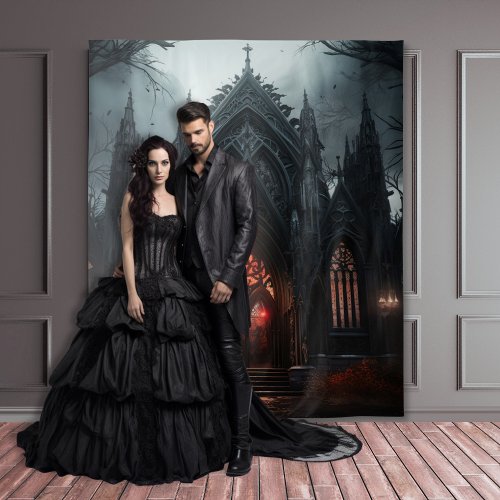Moody Gothic Dark Cathedral in Woods XLarge Tapestry