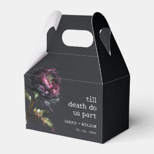 Moody Gothic Dark Purple Black Peony Wedding Favor Boxes