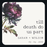 Moody Gothic Dark Purple Black Peony Wedding Square Sticker<br><div class="desc">Moody Gothic Purple Black Peonies Theme Collection.- it's an elegant watercolor Illustration of moody dark purple gothic floral perfect for your luxury gothic wedding and parties. It’s very easy to customize,  with your personal details. If you need any other matching product or customization,  kindly message via Zazzle.</div>
