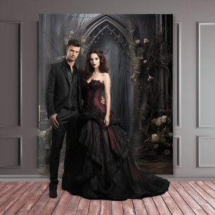 Moody Gothic Dark Veiled Arch & Flowers XLarge Tapestry