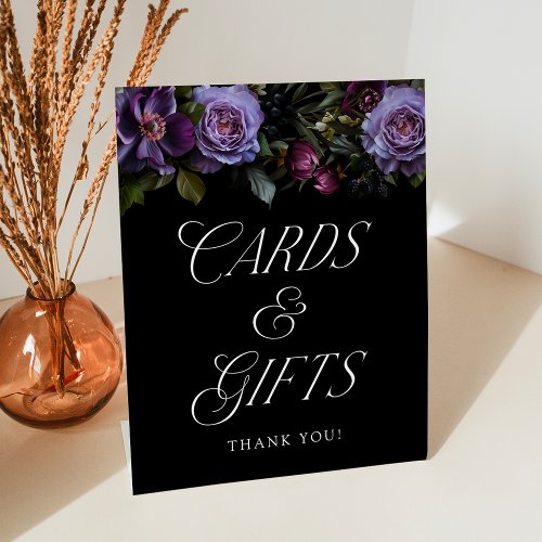Moody Gothic Floral Cards and Gifts Wedding Pedestal Sign