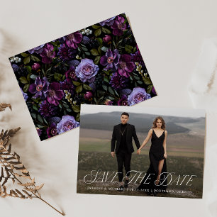 Moody Gothic Floral Photo Save The Date