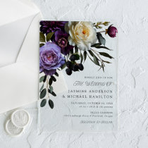 Moody Gothic Floral Wedding Acrylic Invitations