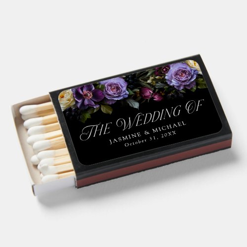 Moody Gothic Floral Wedding Matchboxes