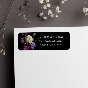 Moody Gothic Floral Wedding Return Address Label