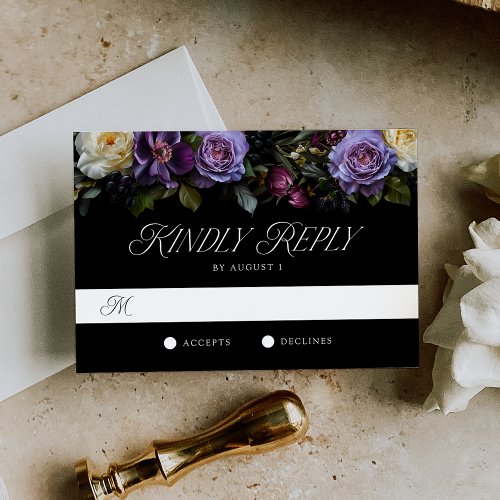 Moody Gothic Floral Wedding RSVP Card