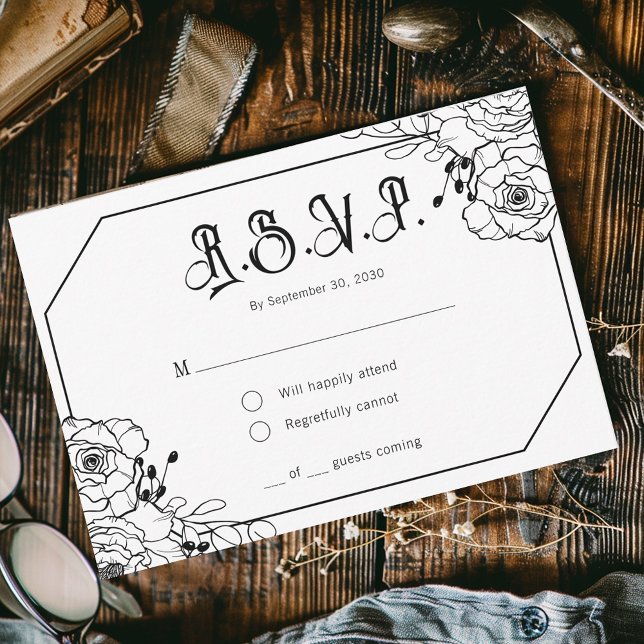 Moody Gothic Floral Wedding RSVP Enclosure Card (Creator Uploaded)