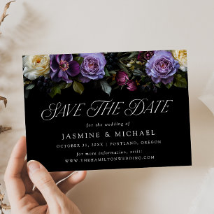 Moody Gothic Floral Wedding Save The Date