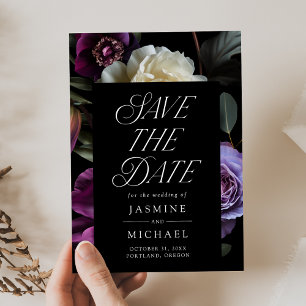 Moody Gothic Floral Wedding Save The Date