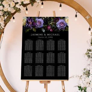 Moody Gothic Floral Wedding Seating Chart Foam Board