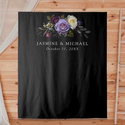Moody Gothic Floral Wedding Tapestry