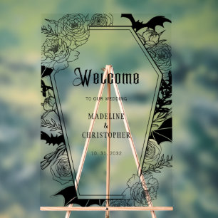 Moody Gothic Floral Wedding Welcome Sign