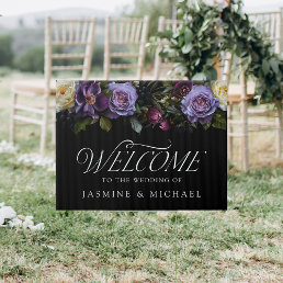 Moody Gothic Floral Wedding Welcome Sign