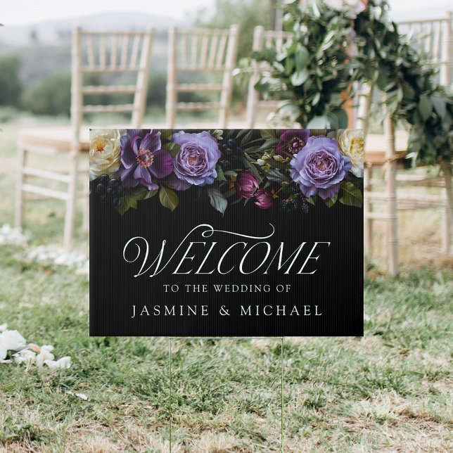 Moody Gothic Floral Wedding Welcome Sign (Creator Uploaded)