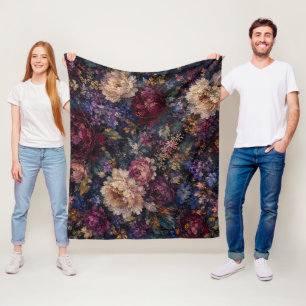 Moody gothic Impressionist Floral Garden home Fleece Blanket