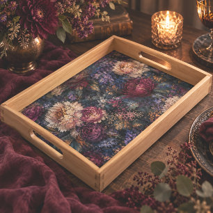 Moody gothic Impressionist Floral Garden home Serving Tray