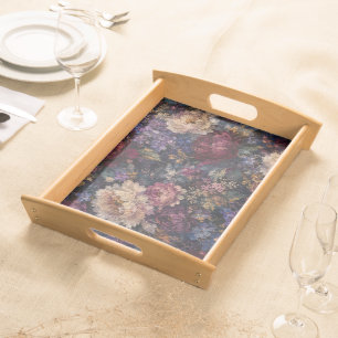 Moody gothic Impressionist Floral Garden home Serving Tray