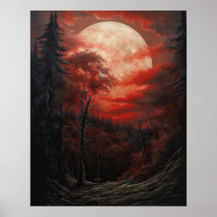 Moody Gothic Moon Art Print Poster