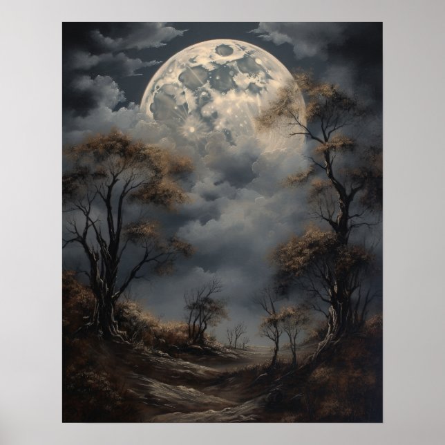 Moody Gothic Moon Art Print Poster (Front)