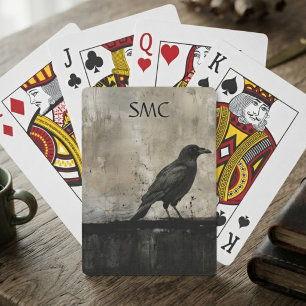 Moody Gothic Onyx Raven Silhouette Poker Cards