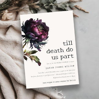 Moody Gothic Purple Black Peony Bridal Shower Invitation