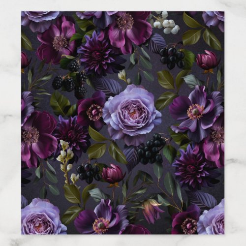 Moody Gothic Purple Floral  Wedding Envelope Envelope Liner