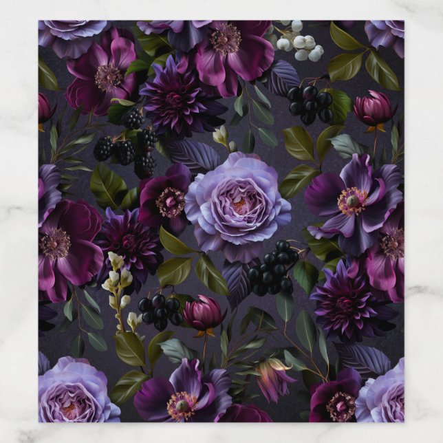 Moody Gothic Purple Floral | Wedding Envelope Liner (Design)