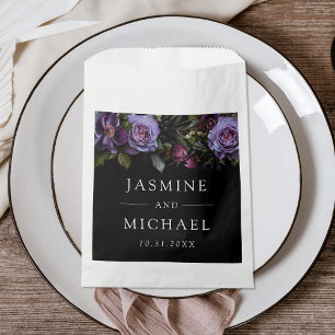 Moody Gothic Purple Floral Wedding Favor Bag