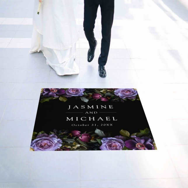 Moody Gothic Purple Floral Wedding Floor Decals (Wedding)