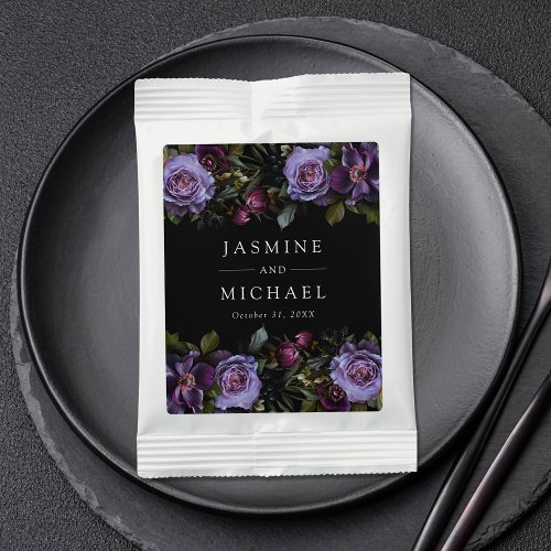 Moody Gothic Purple Floral Wedding Hot Chocolate Drink Mix