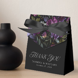 Moody Gothic Purple Floral Wedding Thank You Favor Boxes