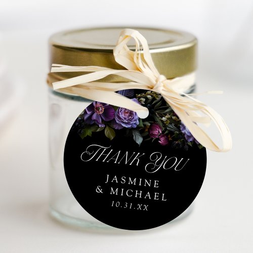 Moody Gothic Purple Floral Wedding Thank You Favor Tags