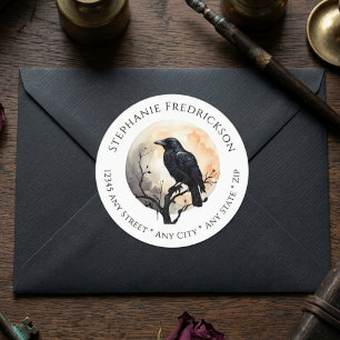Moody Gothic Raven Dark Academia Address Labels